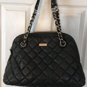 kate spade black quilted leather chain & leather strap purse